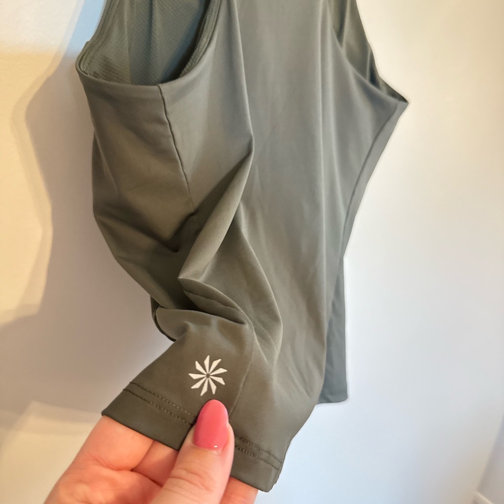 Athleta • Lightning Support Top Sz Small Olive Green Built in Bra Yoga Racerback - Picture 8 of 8